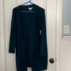 Teal Open Front Cardigan with Pockets